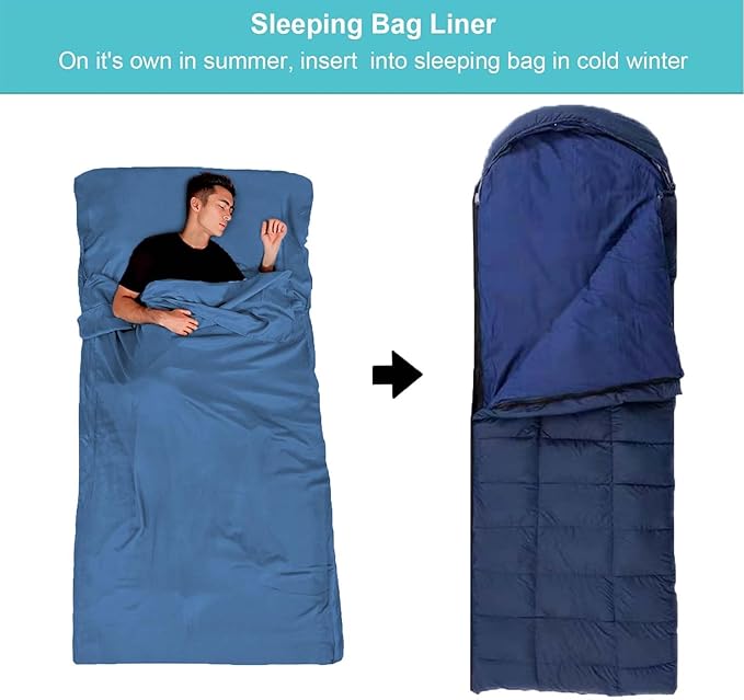 Sleeping Bag Liner, Travel Sheet & Adult Sleep Sack, Camping Sheets Travel - Image 4
