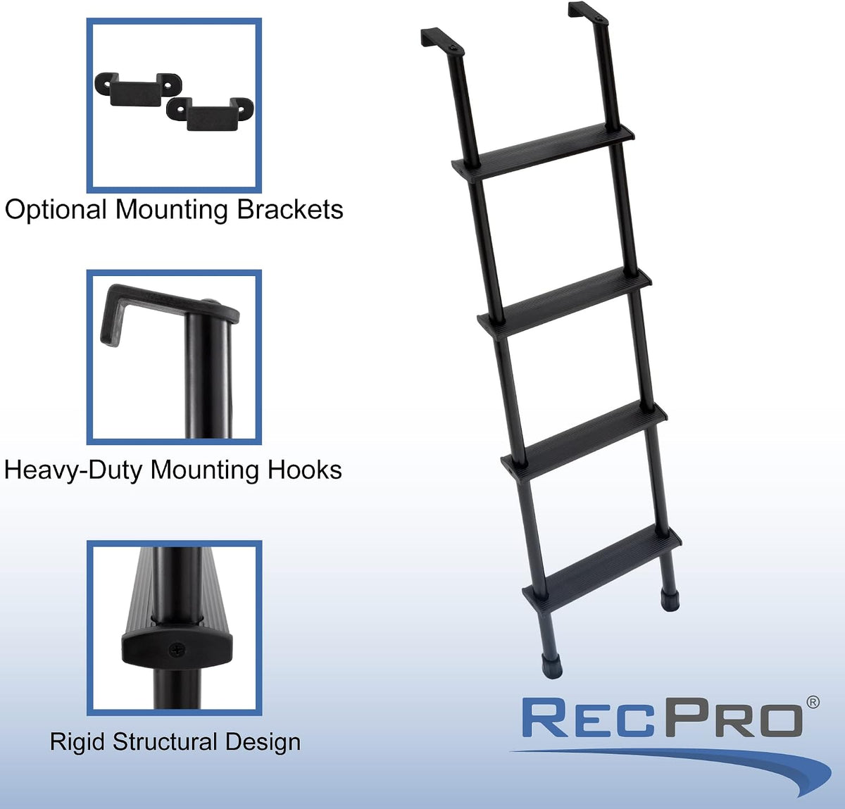 recpro rv bunk ladder 60" | black or on a desk or shelf