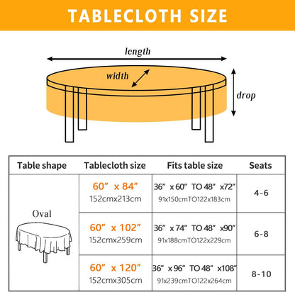 Halloween Oval Tablecloth 60x120 Inch Waterproof Bat Pumpkin Tablecloth Halloween Washable Table Cloth for Party Picnic Dinner Scary Home Decor