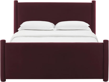 modway rael queen platform bed frame with upholstered, front angle view