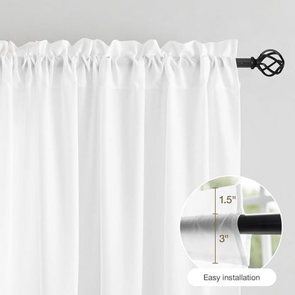 Anmao Non-See-Through Bright White Privacy Semi Sheer Curtains - Image 7