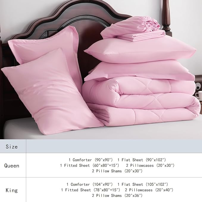NTBAY King Comforter Set with Sheets, 7 Pieces Soft and Breathable King Bedding - Image 7