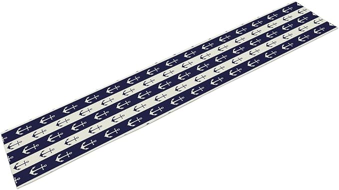 Nautical Anchor Table Runner, Ocean Beach Coastal Beach Stripe Background Theme - Image 8