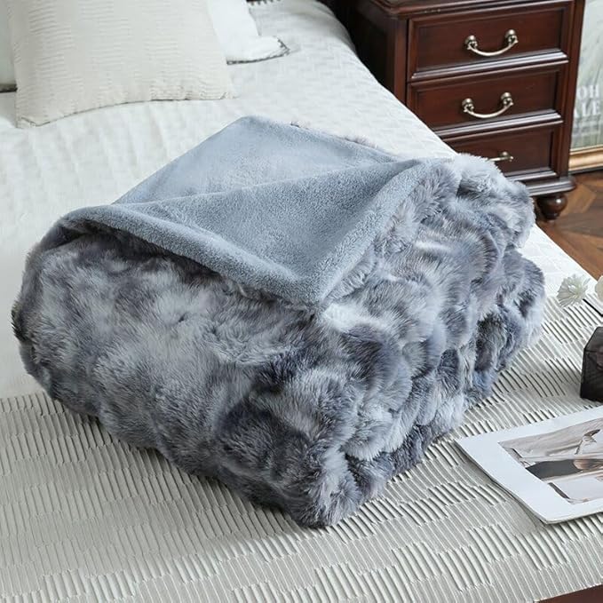 Faux Fur Throw Blanket for Couch Cozy Fuzzy Soft Plush Thick Fluffy Fleece - Image 8