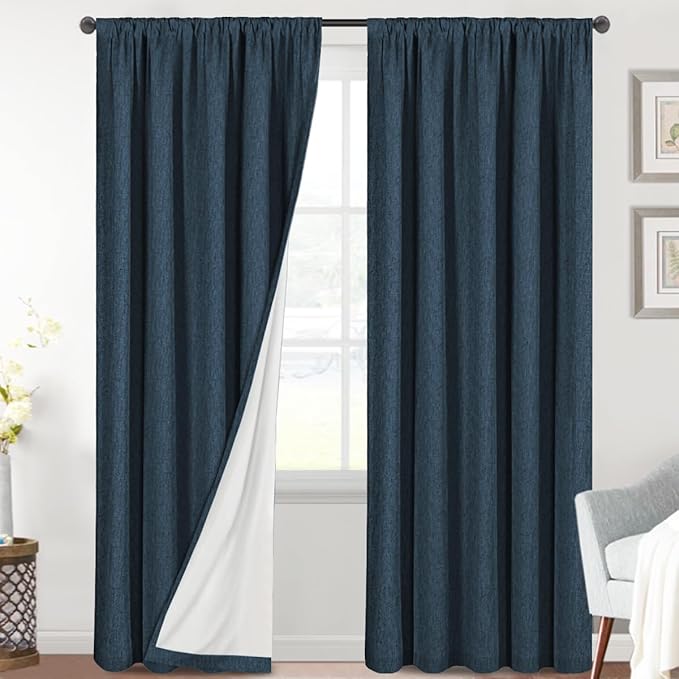 H.VERSAILTEX Linen Look 100% Blackout Curtains 95 Inches Long by HVERSAILTEX