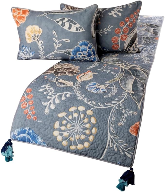 The HomeCentric Blue Bed Runner Without Pillow Cover, Queen Size 74"x18" by TheHomeCentric