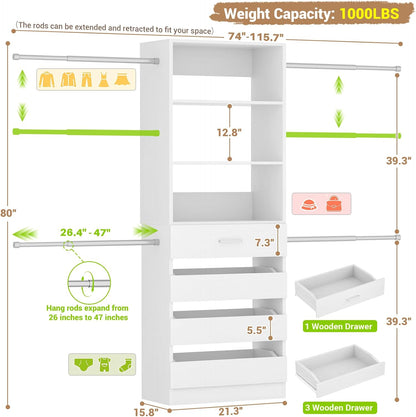 aheaplus closet system, 4-9ft closet organizer with 4 on a desk or shelf