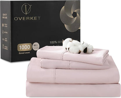 100% Egyptian Cotton Sheets King Size 1000 Thread Count Sateen Weave Soft by overket