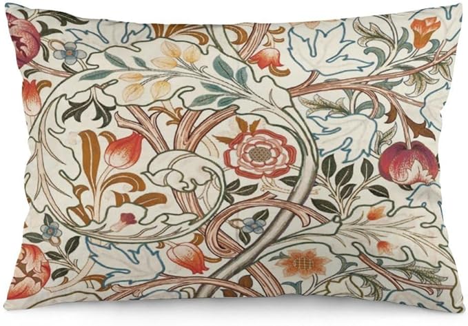 Flower Red William Morris Throw Pillow Covers 12x20 Inch Aesthetic Pillow by Unknown