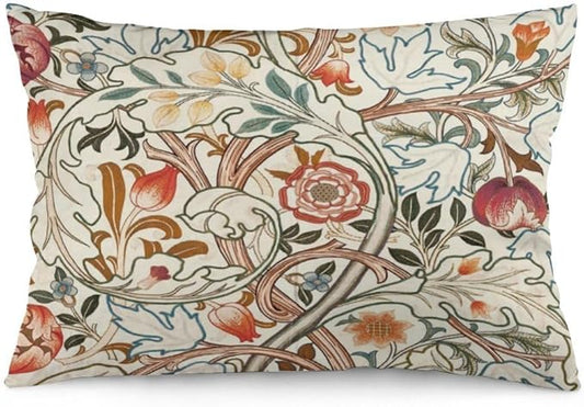 Flower Red William Morris Throw Pillow Covers 12x20 Inch Aesthetic Pillow by Unknown
