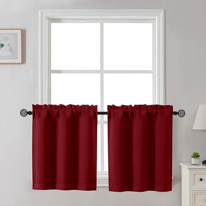 Gwine 24 Inch Length Kitchen Curtains Sets, Light Filtering Half Window Short by Gwine