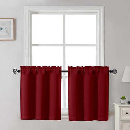 Gwine 24 Inch Length Kitchen Curtains Sets, Light Filtering Half Window Short by Gwine