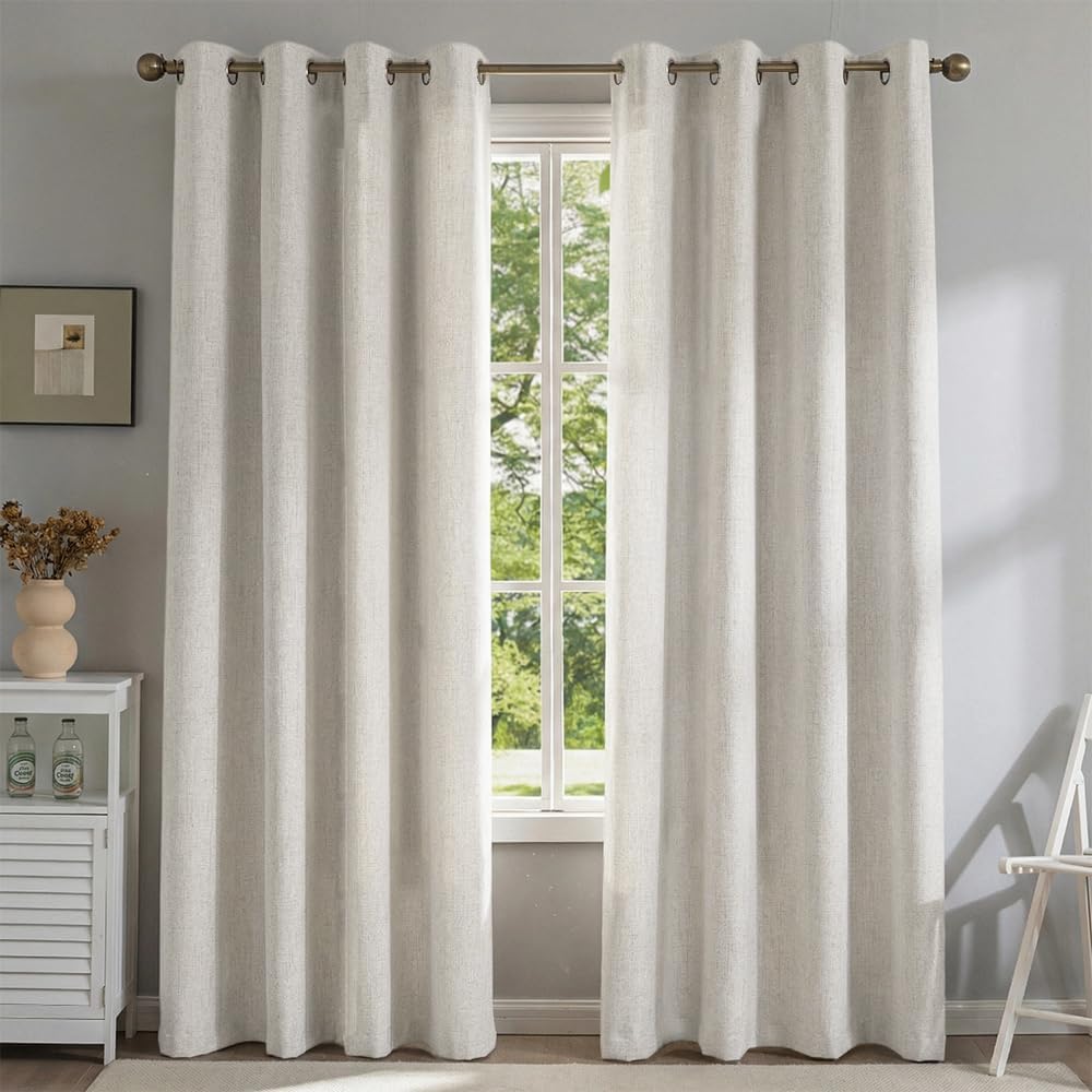 pfas free ivory linen curtains 63 inch length, main product view
