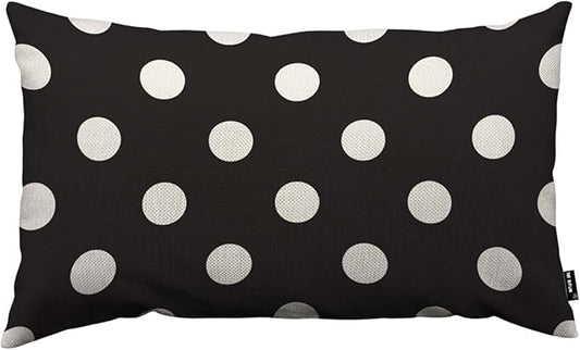 TKS MITLAN White Polka Dot Decorative Pillow Covers on The Black Background by TKS+MITLAN