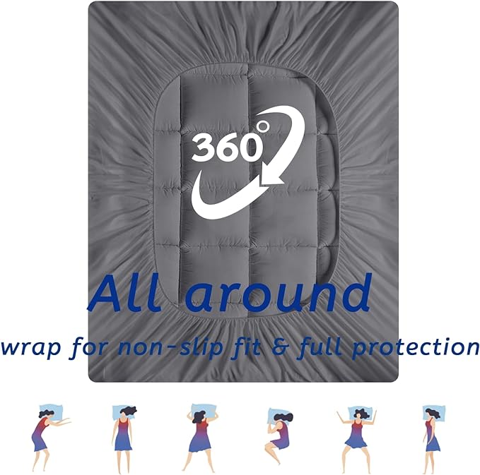 Full Size Mattress Topper for Back Pain, Cooling Extra Thick Mattress Pad Cover - Image 6