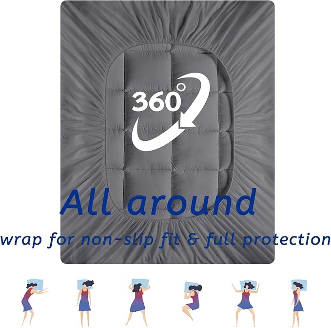 King Size Mattress Topper for Back Pain, Cooling Extra Thick Mattress Pad Cover - Image 6