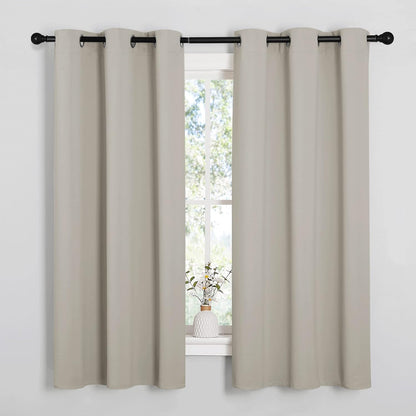 NICETOWN Kitchen Curtains for Decoration, Thermal Insulated Grommet Room Darkening Draperies/Panels for Laundry (Natural, 2 Panels, W42 x L48 inches)