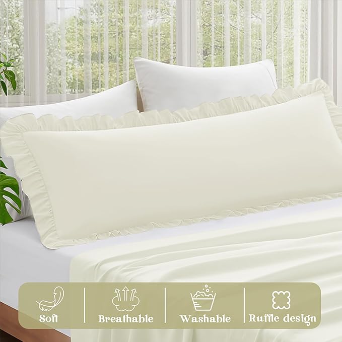 KKJIAF Ruffle Body Pillow Cases Set of 1, Ruffled Pillow Covers - Image 4