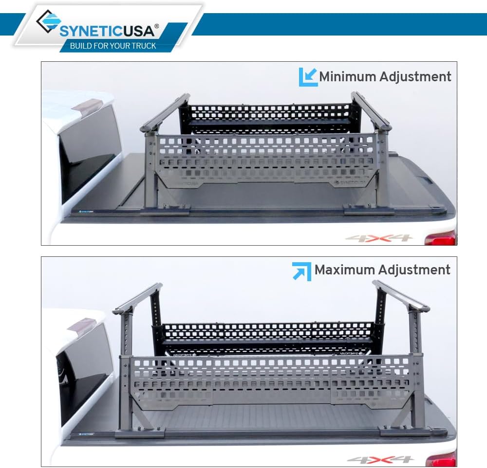 Syneticusa AR Retractable Tonneau Cover+R1 Rack Fit 2000-2027 Ram 1500 2500