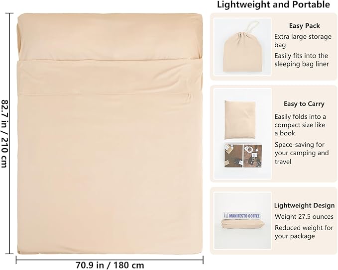 Sleeping Bag Liner Camping Adult Sleep Sack Lightweight Travel Sheet - Image 2