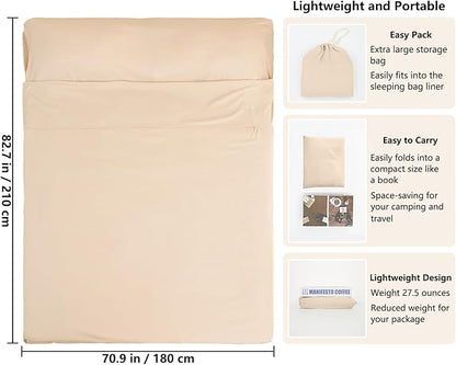 Sleeping Bag Liner Camping Adult Sleep Sack Lightweight Travel Sheet - Image 2
