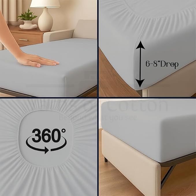Sleeper Sofa 4 Piece Bed Sheet Set Premium Quality 100% Cotton 500 Thread Count - Image 9