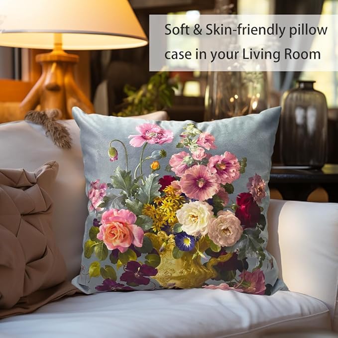 Vintage Floral Bouquet 20x20 Plush Throw Pillow Case, Double-Sided Printed - Image 3