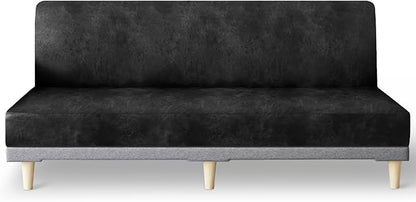 molasofa Leather Like Stretch Futon Slipcover Armless Futon Bed Sofa Cover by Molasofa