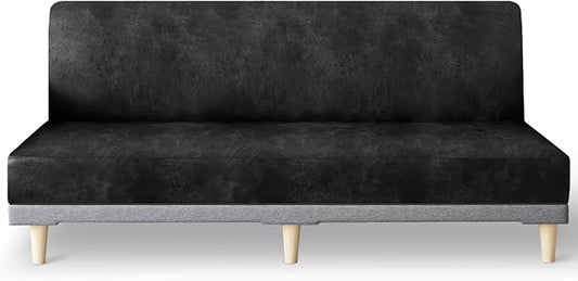 molasofa Leather Like Stretch Futon Slipcover Armless Futon Bed Sofa Cover by Molasofa