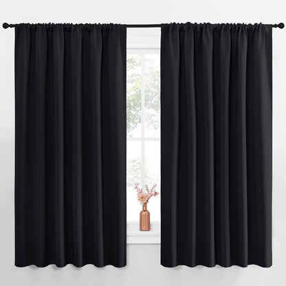 nicetown black blackout curtains for bedroom 70" wide, main product view