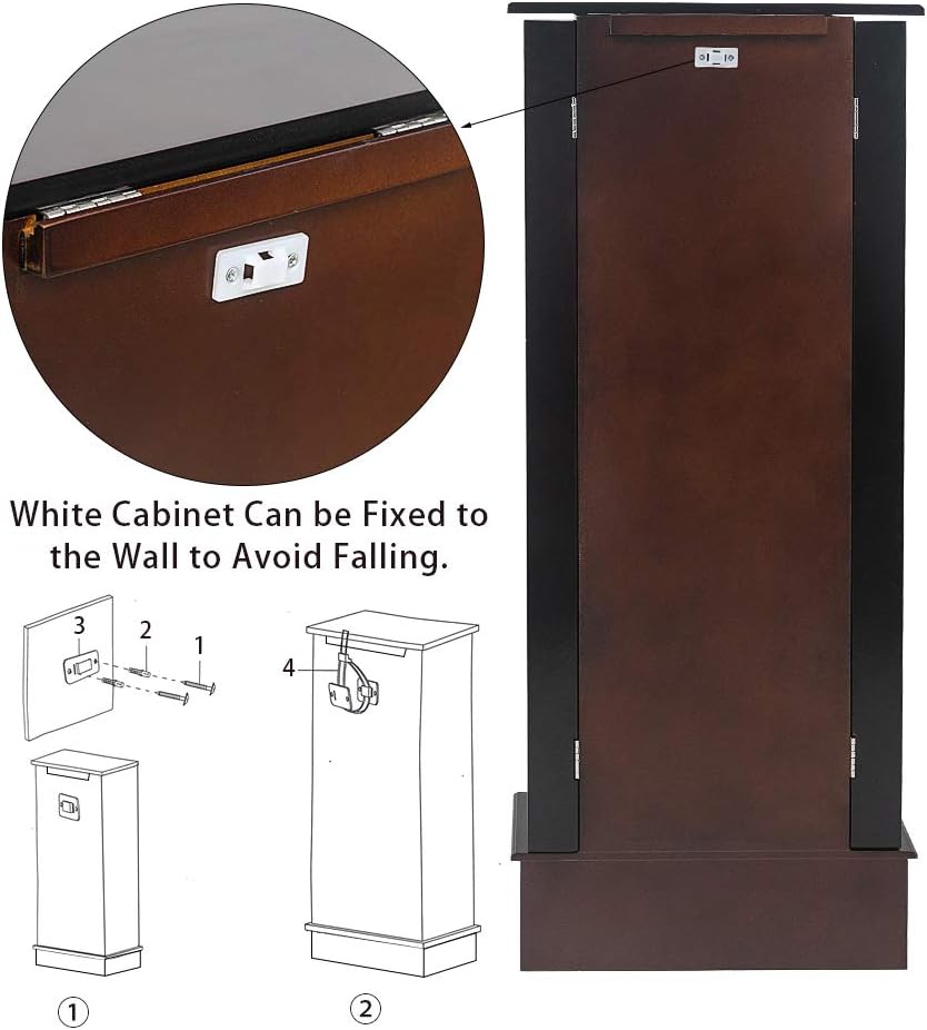 vasitelan large standing jewelry armoire cabinet chest with, side view