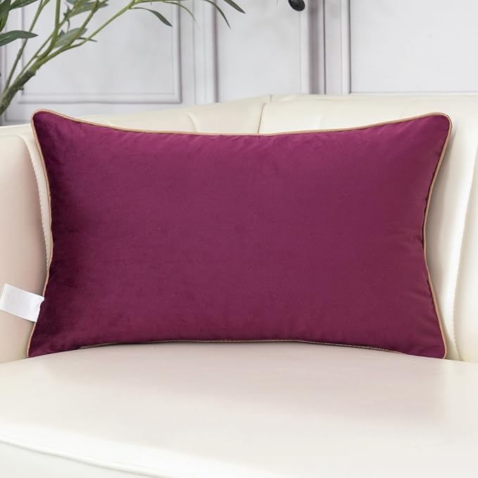 Aeckself Floral Pillow Cover 12x20 Inch, Luxury Velvet Embroidered Decorative - Image 2