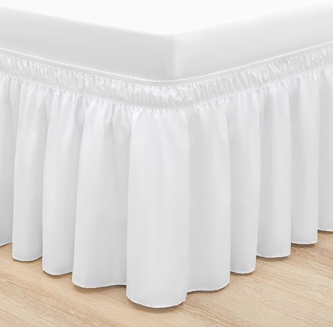 RIMELA White Bed Skirt King Size 18 Inch Drop, Elastic Bed Skirting - Image 8