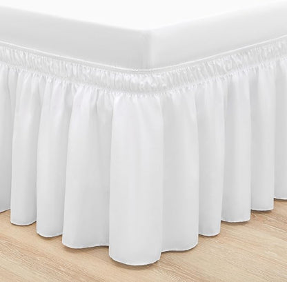 RIMELA White Bed Skirt King Size 18 Inch Drop, Elastic Bed Skirting - Image 8