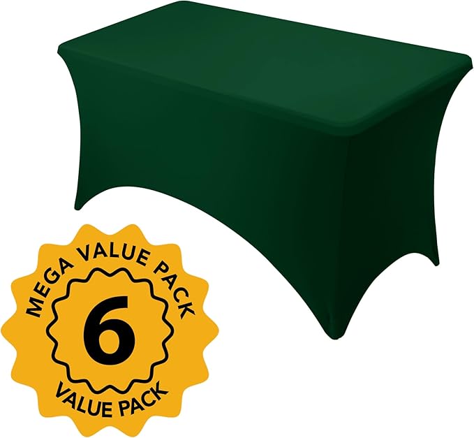 6-Pack Premium Hunter Green Spandex Tablecloths - Image 2