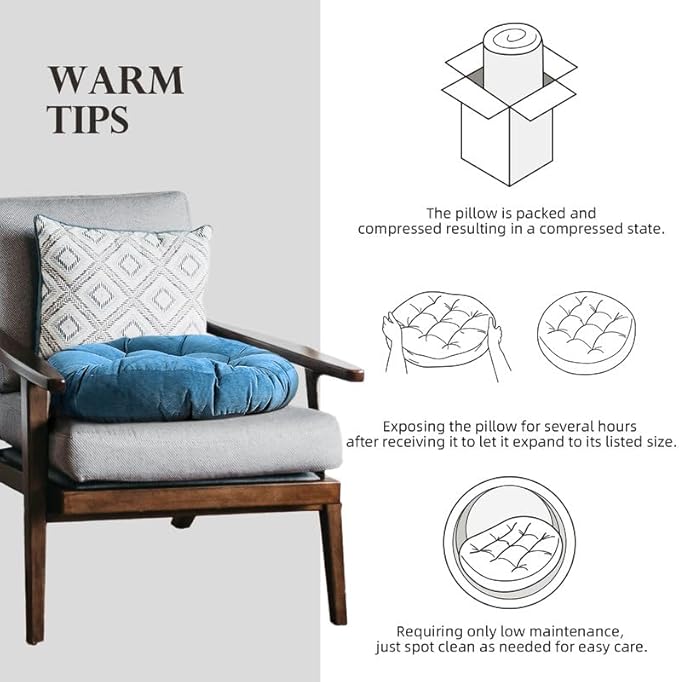 Meditation Floor Pillow Set of 2 Large Round Floor Cushions - Image 6