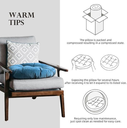 Meditation Floor Pillow Set of 2 Large Round Floor Cushions - Image 6