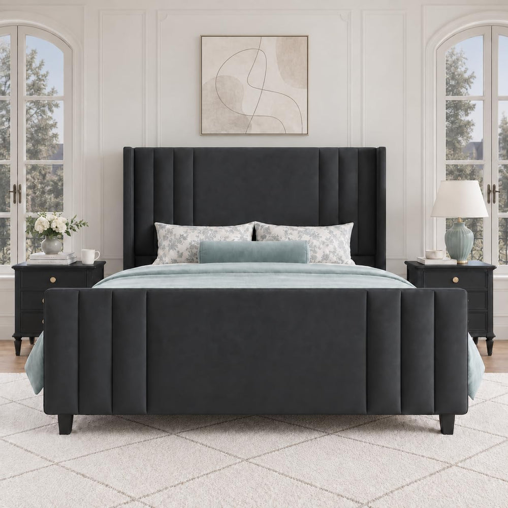 Albott Queen Platform Bed with Wingback Headboard & Footboard