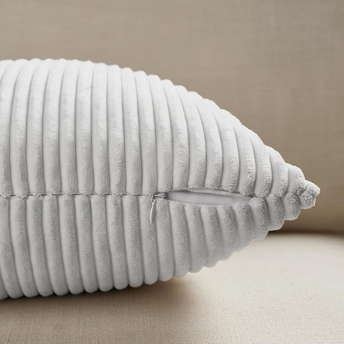 Fancy Homi 2 Packs White Lumbar Decorative Throw Pillow Covers 16x32 Inch - Image 3