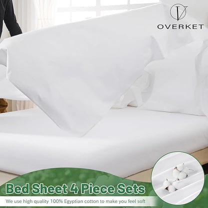 100% Egyptian Cotton Sheets King Size 4PCS 1000 Thread Count Sateen Weave Soft - Image 3