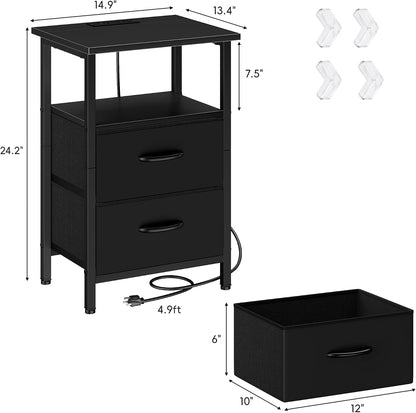 vagusicc nightstands set of 2, bedside tables with, close-up detail