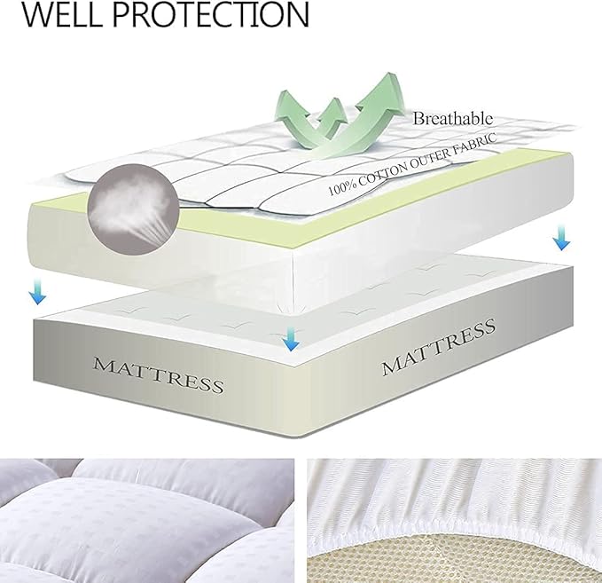 EASELAND Twin Size Mattress Pad Pillow Top Mattress Cover Quilted Fitted - Image 3