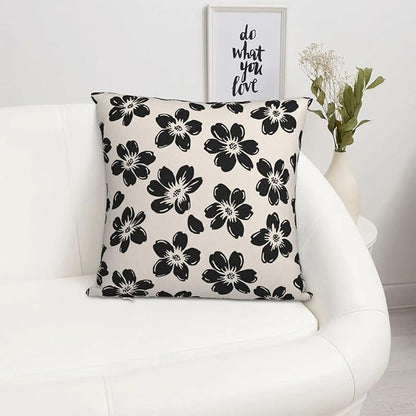 Decorative Black Floral Throw Pillow Covers 18 x 18 Inch Set of 2 - Image 2