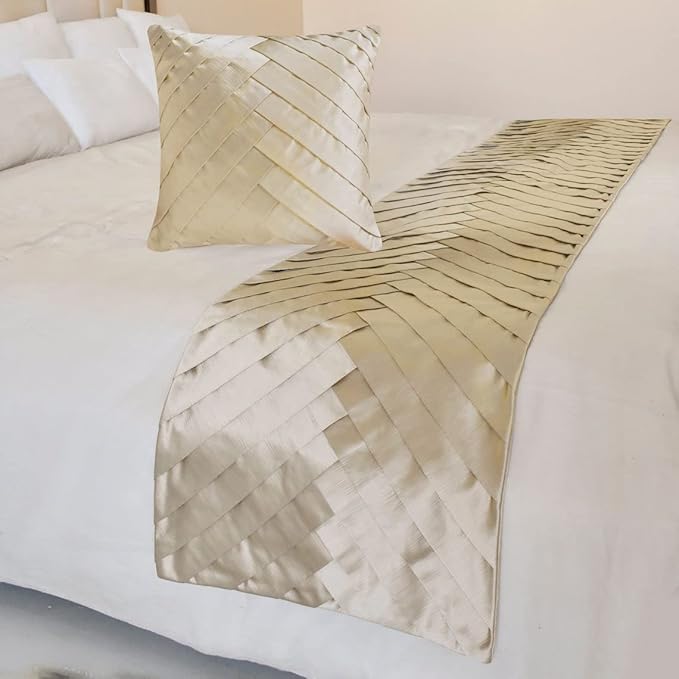 The HomeCentric King/Queen/Twin Ivory Designer King 90"x18" Bed Runner Without by TheHomeCentric