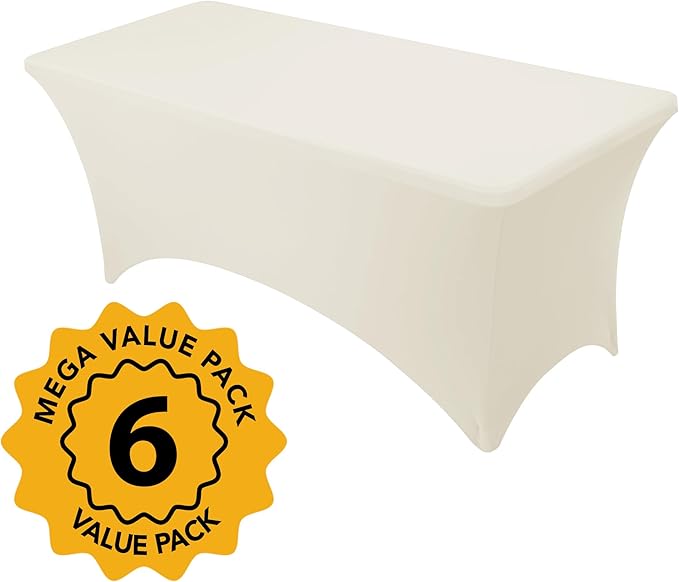 6-Pack Premium Cream Spandex Tablecloths - Image 2