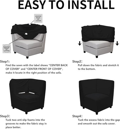 Easy-Going Stretch Sectional Corner Sofa Slipcover 1-Piece Couch Sofa Cover - Image 5