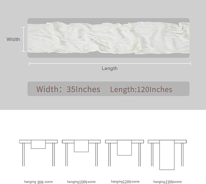 BALCONY & FALCON White Cheesecloth Table Runner 10FT 120 Inch Rustic & Boho - Image 3