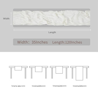 BALCONY & FALCON White Cheesecloth Table Runner 10FT 120 Inch Rustic & Boho - Image 3