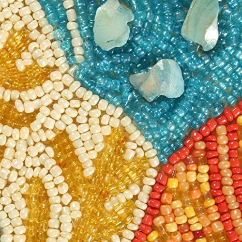 Lightnpro Seashell Hand Beaded Needlework Decorative Orange Blue Table Runner for Christmas Easter Fall Harvest Halloween Thanksgiving - A Beautiful Complement to Your Table Décor - 13x36 Inch