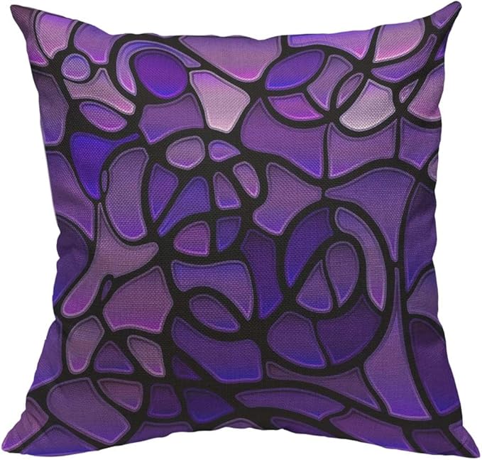 TKS MITLAN Glass Mosaic Pillow Covers 18 x 18 Inch Purple Abstract Stained by TKS+MITLAN
